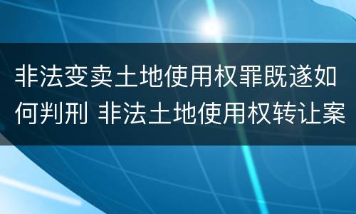 非法变卖土地使用权罪既遂如何判刑 非法土地使用权转让案例