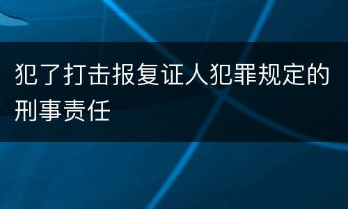 犯了打击报复证人犯罪规定的刑事责任