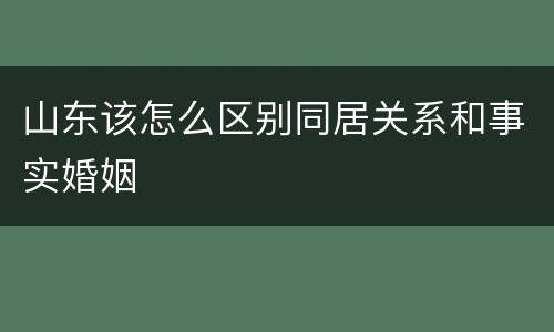 山东该怎么区别同居关系和事实婚姻