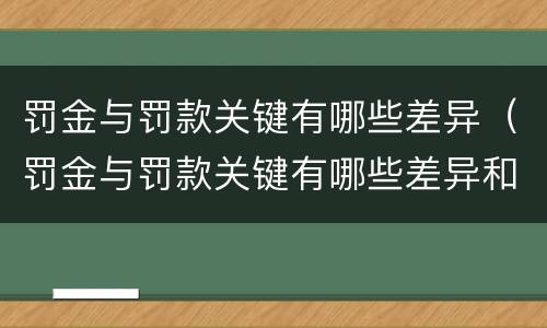 罚金与罚款关键有哪些差异（罚金与罚款关键有哪些差异和不足）