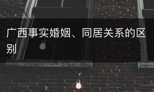 广西事实婚姻、同居关系的区别