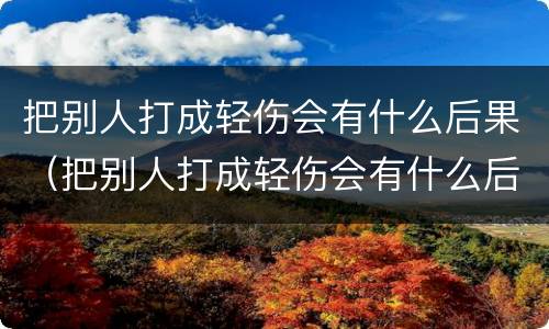 把别人打成轻伤会有什么后果（把别人打成轻伤会有什么后果吗）