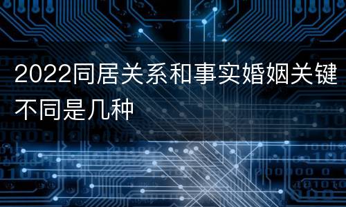 2022同居关系和事实婚姻关键不同是几种