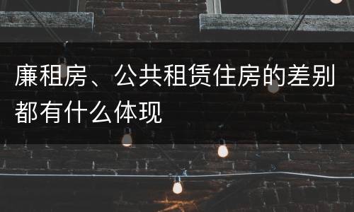 廉租房、公共租赁住房的差别都有什么体现