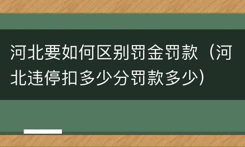 河北要如何区别罚金罚款（河北违停扣多少分罚款多少）