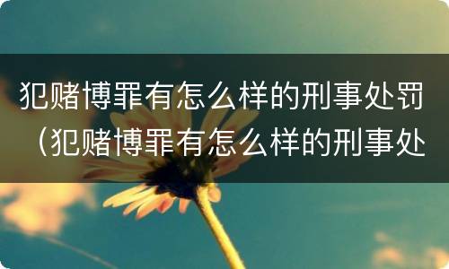犯赌博罪有怎么样的刑事处罚（犯赌博罪有怎么样的刑事处罚能力）