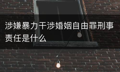 涉嫌暴力干涉婚姻自由罪刑事责任是什么