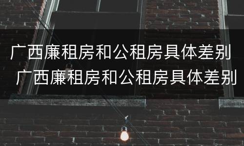 广西廉租房和公租房具体差别 广西廉租房和公租房具体差别是什么