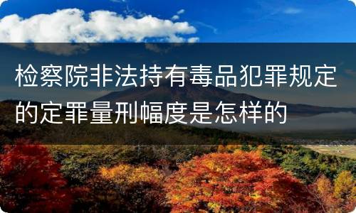 检察院非法持有毒品犯罪规定的定罪量刑幅度是怎样的