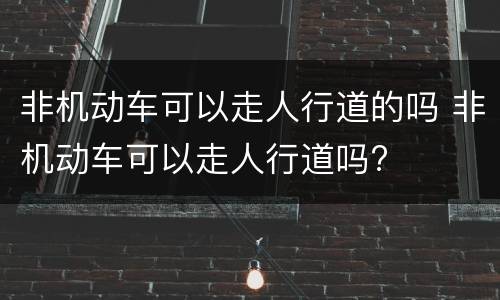 非机动车可以走人行道的吗 非机动车可以走人行道吗?