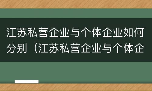 江苏私营企业与个体企业如何分别（江苏私营企业与个体企业如何分别纳税）