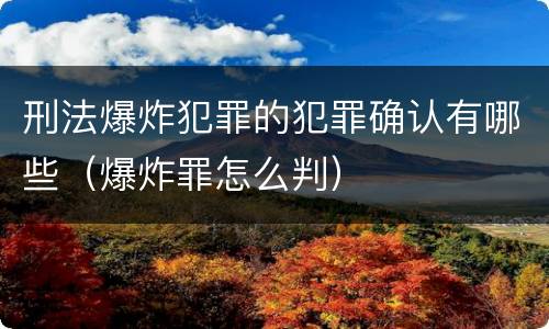 刑法爆炸犯罪的犯罪确认有哪些（爆炸罪怎么判）