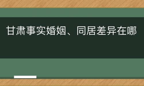 甘肃事实婚姻、同居差异在哪