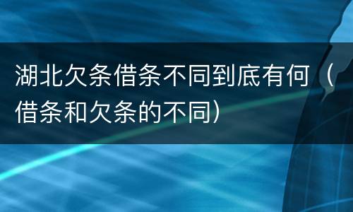 湖北欠条借条不同到底有何（借条和欠条的不同）