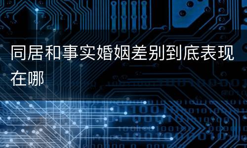 同居和事实婚姻差别到底表现在哪