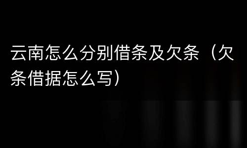 云南怎么分别借条及欠条（欠条借据怎么写）