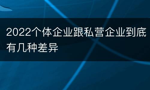 2022个体企业跟私营企业到底有几种差异