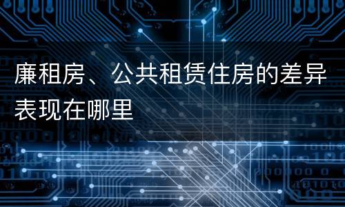 廉租房、公共租赁住房的差异表现在哪里