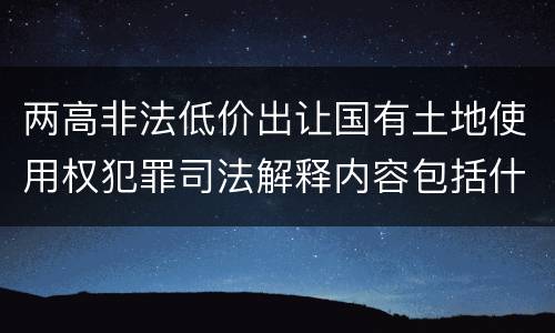 两高非法低价出让国有土地使用权犯罪司法解释内容包括什么