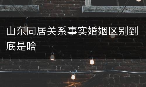 山东同居关系事实婚姻区别到底是啥