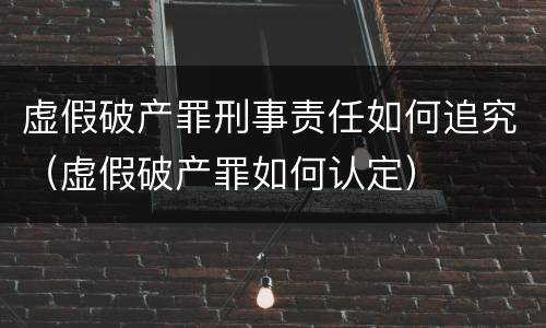 虚假破产罪刑事责任如何追究（虚假破产罪如何认定）