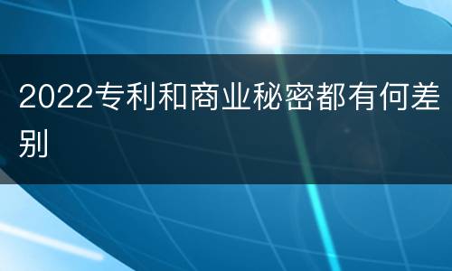 2022专利和商业秘密都有何差别
