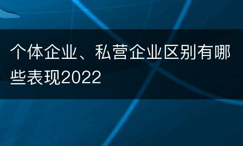 个体企业、私营企业区别有哪些表现2022