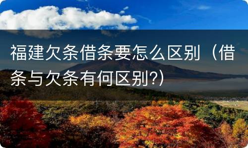 福建欠条借条要怎么区别（借条与欠条有何区别?）