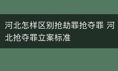 河北怎样区别抢劫罪抢夺罪 河北抢夺罪立案标准