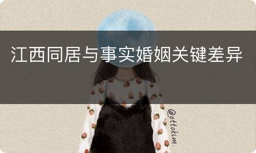 江西同居与事实婚姻关键差异
