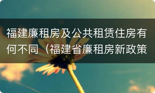 福建廉租房及公共租赁住房有何不同（福建省廉租房新政策）