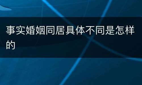 事实婚姻同居具体不同是怎样的