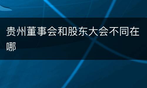 贵州董事会和股东大会不同在哪
