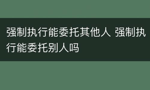 强制执行能委托其他人 强制执行能委托别人吗