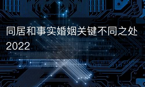 同居和事实婚姻关键不同之处2022