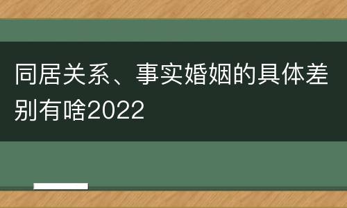 同居关系、事实婚姻的具体差别有啥2022