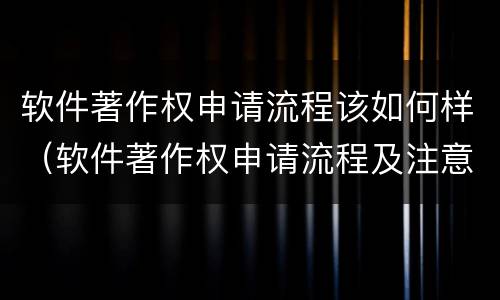 软件著作权申请流程该如何样（软件著作权申请流程及注意事项）