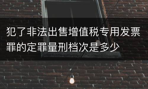 犯了非法出售增值税专用发票罪的定罪量刑档次是多少