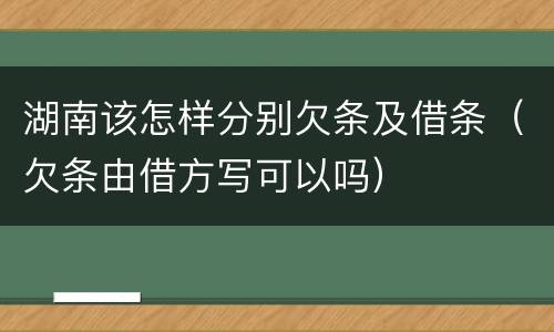 湖南该怎样分别欠条及借条（欠条由借方写可以吗）