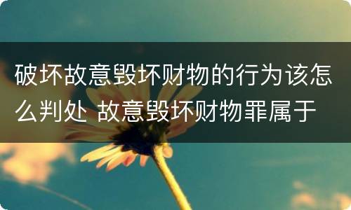 破坏故意毁坏财物的行为该怎么判处 故意毁坏财物罪属于