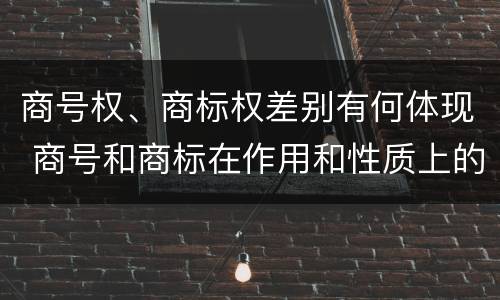 商号权、商标权差别有何体现 商号和商标在作用和性质上的区别