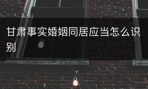 甘肃事实婚姻同居应当怎么识别