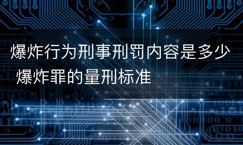 爆炸行为刑事刑罚内容是多少 爆炸罪的量刑标准