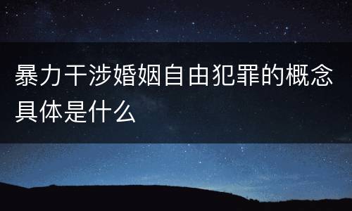 暴力干涉婚姻自由犯罪的概念具体是什么
