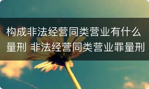 构成非法经营同类营业有什么量刑 非法经营同类营业罪量刑