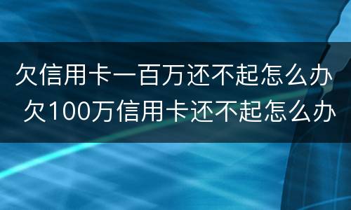 欠信用卡一百万还不起怎么办 欠100万信用卡还不起怎么办