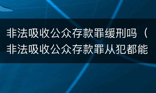 非法吸收公众存款罪缓刑吗（非法吸收公众存款罪从犯都能判缓吗）
