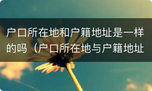户口所在地和户籍地址是一样的吗（户口所在地与户籍地址有什么区别）
