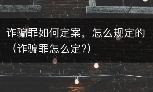 诈骗罪如何定案，怎么规定的（诈骗罪怎么定?）