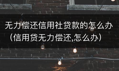 无力偿还信用社贷款的怎么办（信用贷无力偿还,怎么办）